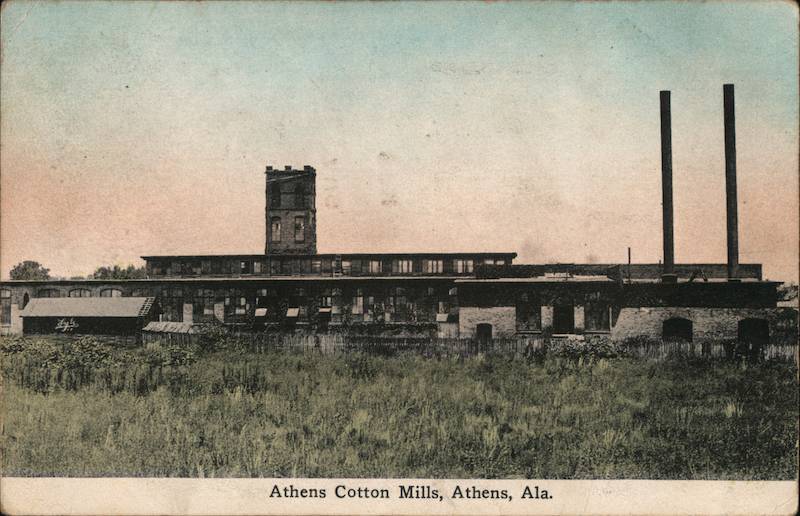 Athens Cotton Mills Alabama Postcard