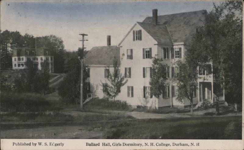 Ballard Hall, Girls Dormitory, N. H. College Durham, NH Postcard