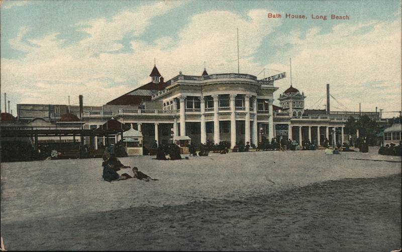 Bath House, Long Beach California Postcard