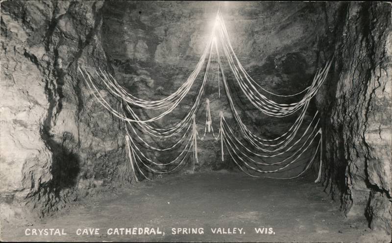 Interior of the Crystal Cave Cathedral Spring Valley, WI Postcard