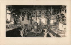 Interior View of Taxidermist Shop or General Store - Deer Heads Occupational Postcard Postcard Postcard