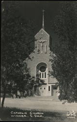 Exterior View of Catholic Chruch Winner, SD Postcard Postcard Postcard