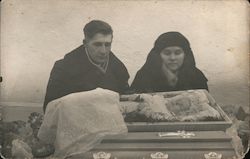 Parents Mourning a Dead Baby, Post-Mortem Postcard