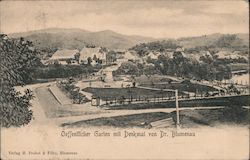 Public Garden with monument of Dr. Blumenau Postcard