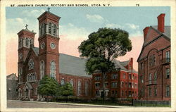 ST. Joseph's Church, Rectory and Achool Utica, NY Postcard Postcard