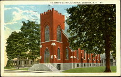 St. Mary's Catholic Church Oneonta, NY Postcard Postcard