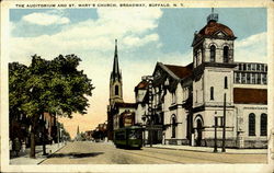 The Auditorium And St. Mary'S Church, Broadway Buffalo, NY Postcard Postcard