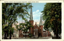 Bapist Church And Soldiers Monument Postcard