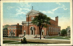 St. Patrick'S Church And Parochial Residence Brockton, MA Postcard Postcard