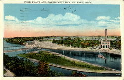 Ford Plant And Government Dam Postcard