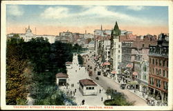 Tremont Street, State House In Distance Boston, MA Postcard Postcard