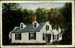 Home of Ephraim Bull-Originator of the Concord Grape Massachusetts Postcard Postcard