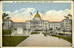 State House showing Shaw Memorial Boston, MA Postcard Postcard