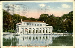 Scene Showing Boat House Prospect Park Brooklyn, NY Postcard Postcard