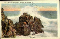 Rock And Surt At Entrance Of Portland Harbor Postcard