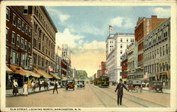 Elm Street,Looking North Manchester, NH Postcard Postcard