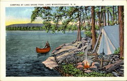 Camping At Lake Shore Park Lake Winnipesaukee, NH Postcard Postcard