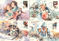 Set of 4: 1984 Winter Olympics Postcard