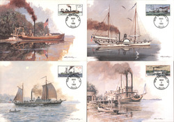 Set of 4: 1989 Steamboat Series Postcard