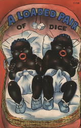 A Loaded Pair of Dice - Babies Black Americana Postcard Postcard Postcard