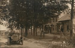 View of Houses, Old Car Lic. B1112 Elnora, NY Postcard Postcard Postcard