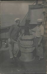 Two Sailors and a Dog on a Boat Postcard