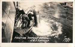 Hoisting Torpedo Aboard U.S.S. Seattle Navy MO Postcard Postcard Postcard