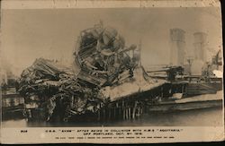 U.S.S. Shaw After Being in Collision with H.M.S. Aquitania October 9,1918 Ships Postcard Postcard Postcard