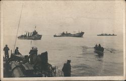 Crewman looking out at other ships Navy Postcard Postcard Postcard