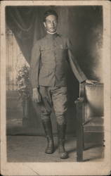 World War I Soldier Posing in Uniform Postcard Postcard Postcard