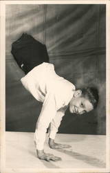 Smiling Amputee Boy doing Handstand Postcard