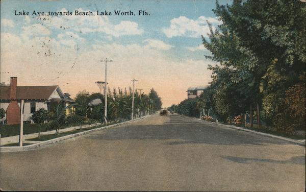 Lake Ave towards Beach Lake Worth, FL Postcard