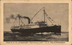 Ocean S.S. Co. of Savannah - "Savannah Line" S.S. City of Brimingham Postcard