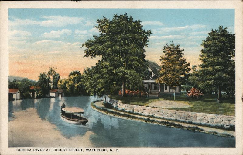 Seneca River at Locust Street Waterloo, NY Postcard