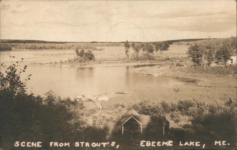 Scene from Strout's, Ebeemee Lake Brownville, ME Postcard