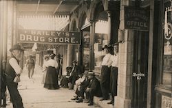 Bailey's Drug Store and Business District Burden, KS Postcard Postcard Postcard