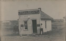 Man in Front of Building Advertising Real Estate and Insurance Occupational Postcard Postcard Postcard