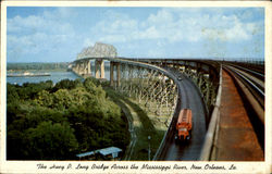 The Huey P. Long Bridge Across The Mississipi River Postcard