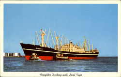 Freighter Docking With Local Tugs Termainal, NC Postcard Postcard