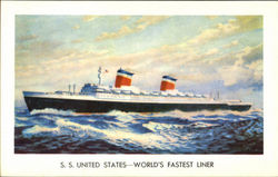 S.S. United States World'S Fastest Liner Postcard