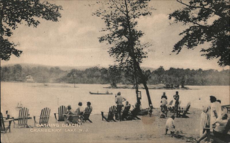 bathing Beach Cranberry Lake, NJ Postcard