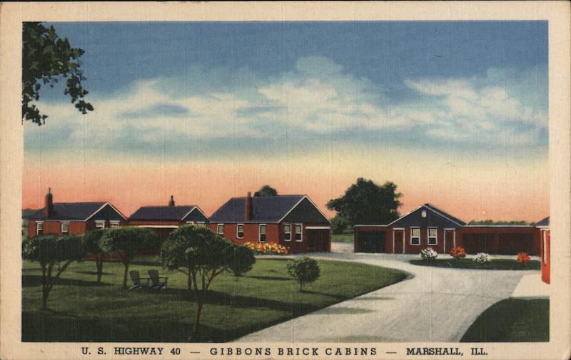 Gibbons Brick Cabins Marshall, IL Postcard