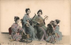 Geisha Playing Traditional Japanese Instruments Postcard