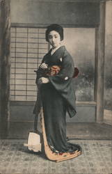 Japanese young woman with typical dress and hairstyle Postcard Postcard Postcard