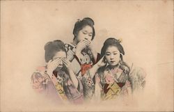 Three Geisha performing "See no evil, Speak no evil, Hear no evil" Japan Postcard Postcard Postcard