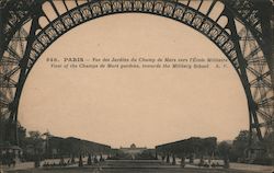 View of the Champs de Mars gardens, towards the Military School Postcard