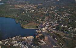 Aerial View of Town and Androscoggin River and Falls Lisbon Falls, ME Postcard Postcard Postcard