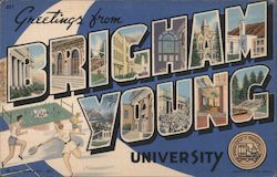 Greetings from Brigham Young University Utah Postcard Postcard Postcard