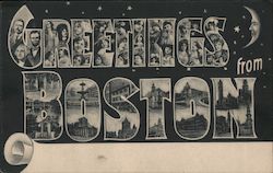 Greetings from Boston Massachusetts Postcard Postcard Postcard