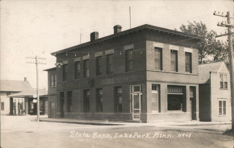 State Bank Lake Park, MN Postcard